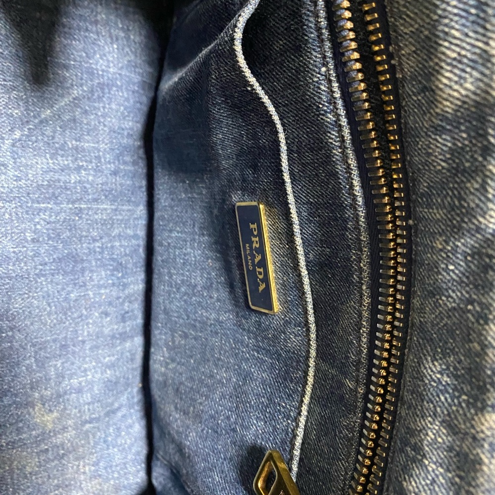 Prada Blue Denim Tote with Logo - Picture 5 of 13
